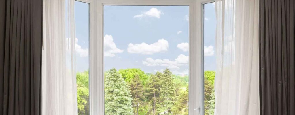 Looking out new windows in a home.