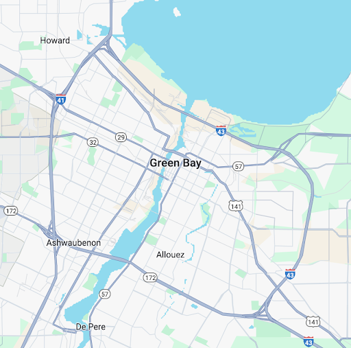 Map of Green Bay, WI