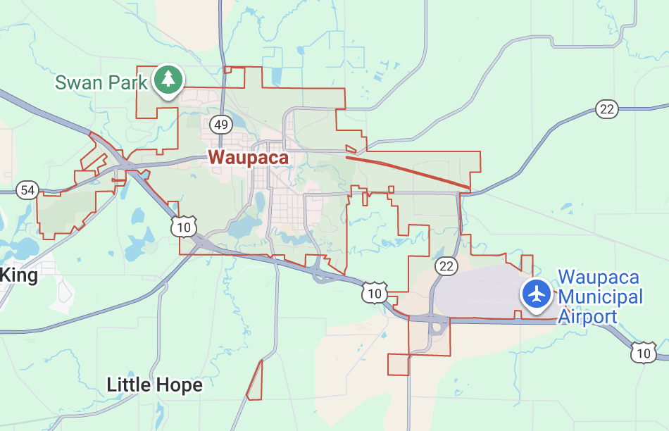 A map of Waupaca